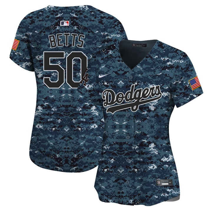 Women Los Angeles Dodgers #50 Betts Camo Stitched 2025 Jersey style 2->women mlb jersey->Women Jersey